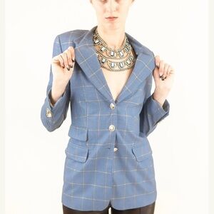 ESCADA MARGARETHA LEY Cashmere Window Pane Vintage Blazer M